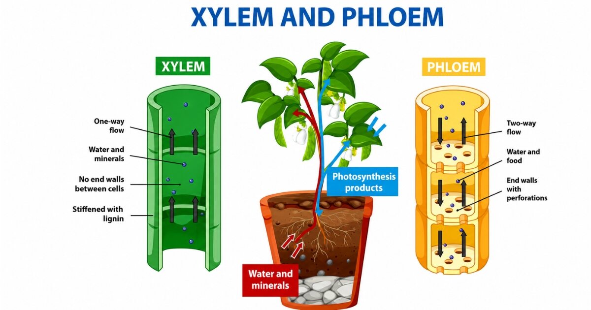difference between xylem and phloem