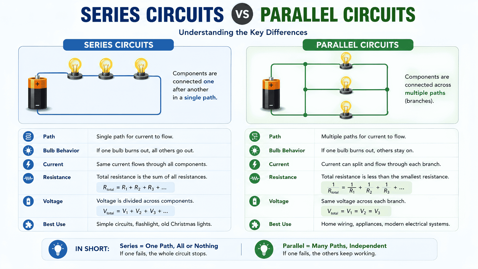 difference between series and parallel circuits